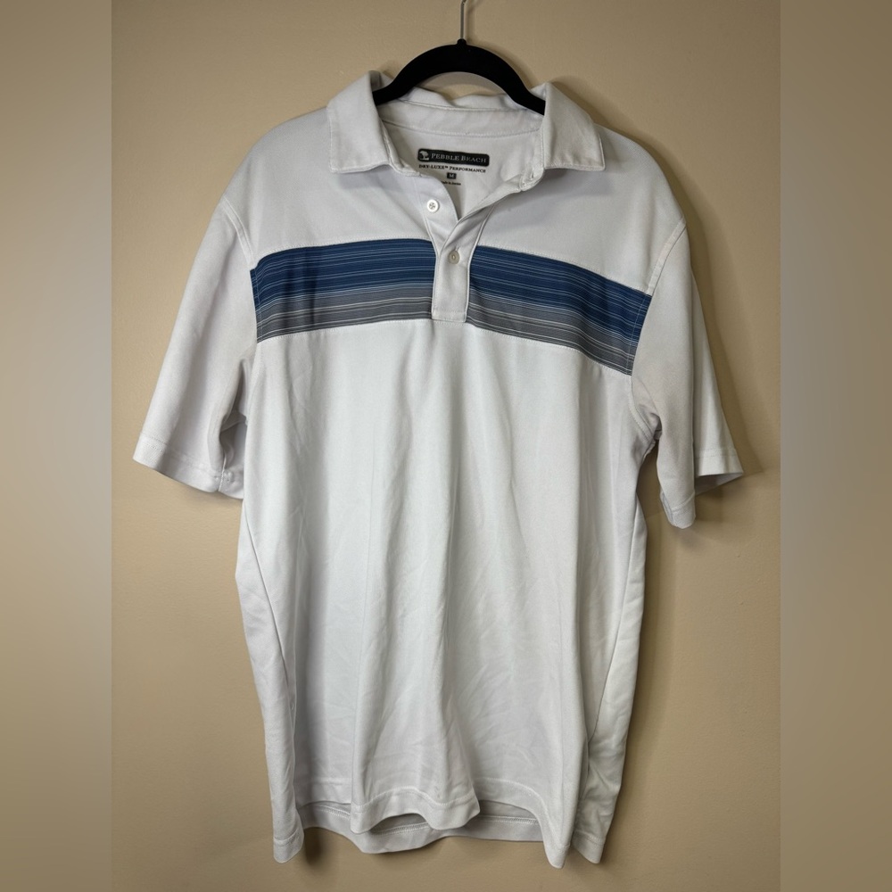 Pebble Beach Classic White and Blue Polo Shirt